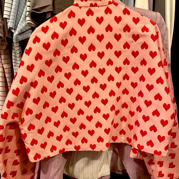 La Vie Style House pink and red heart cropped jacket - Picture 3 of 3